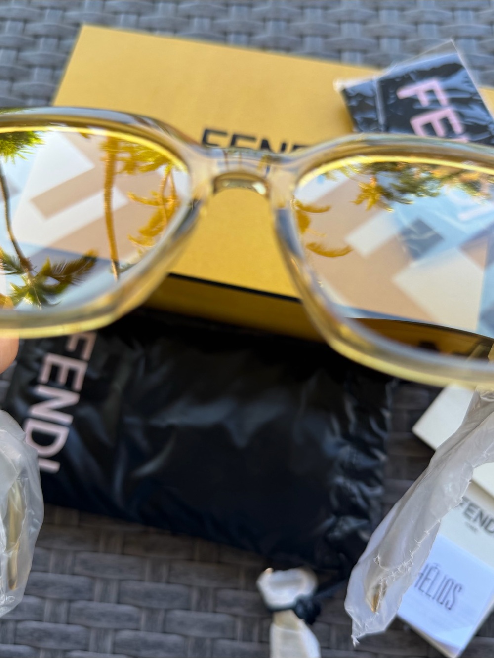 Fendi Translucent Yellow Frame Sunglasses with Amber Lenses - Picture 3 of 5